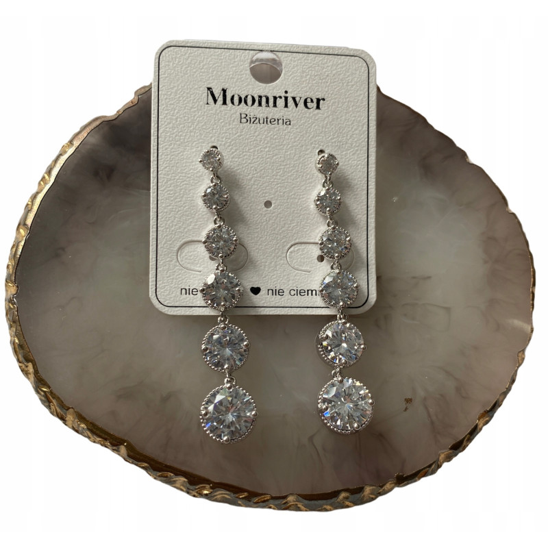 426 Kolczyki wieczorowe ślub cyrkonie stal 316L