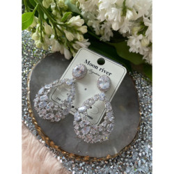 430 Kolczyki wieczorowe ślub cyrkonie stal 316L