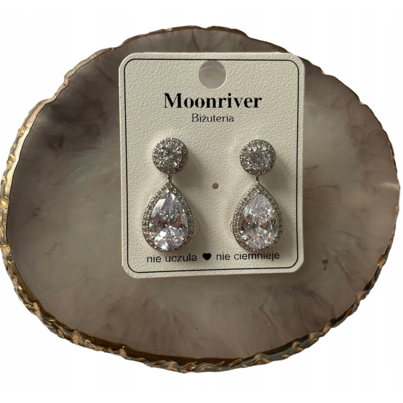 428 Kolczyki wieczorowe ślub cyrkonie stal 316L