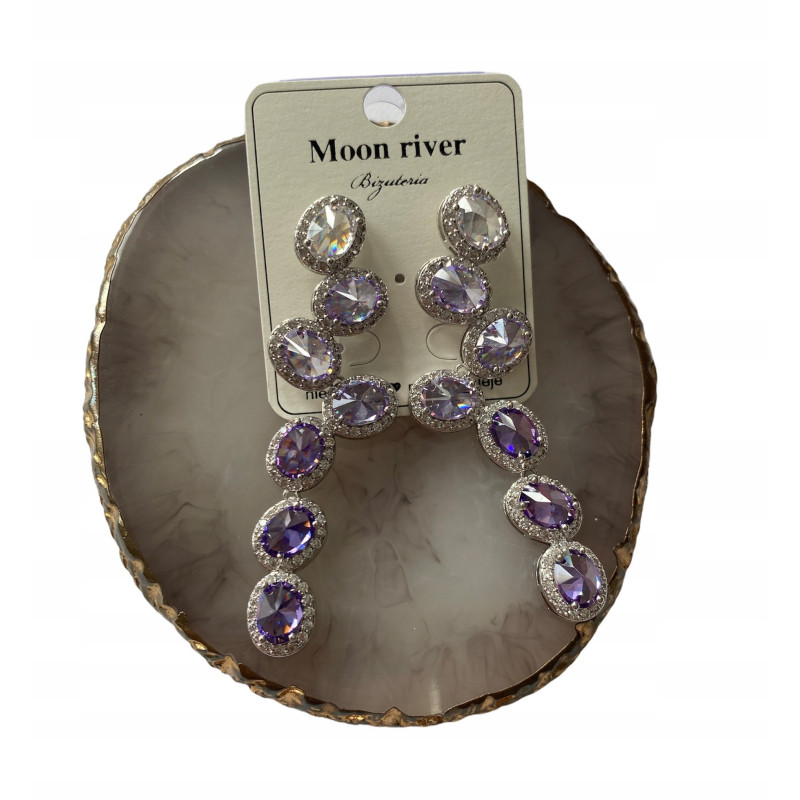 411 Kolczyki wieczorowe ślub cyrkonie ombre stal