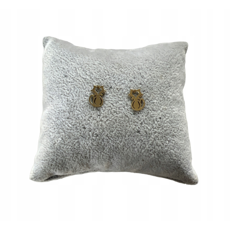 Złote kolczyki wkrętki KOT KOTEK STAL 316L