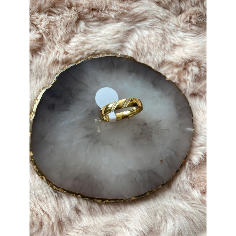 98 Pierścionek Obrączka cyrkonie roz 10 stal 316L