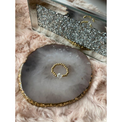 Pierścionek na gumce złote koraliki stal 316