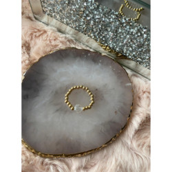 Pierścionek na gumce złote koraliki stal 316