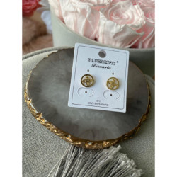 292 Kolczyki Blueberry cyrkonie Koniczynka stal