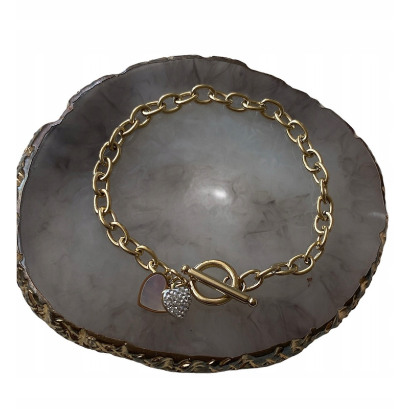 602 Bransoletka SERCE SERDUSZKO masa perłowa stal