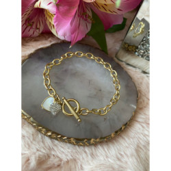 602 Bransoletka SERCE SERDUSZKO masa perłowa stal