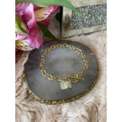 602 Bransoletka SERCE SERDUSZKO masa perłowa stal