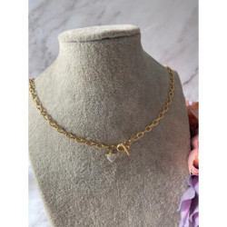 409 Celebrytka łańcuszek Serce masa perłowa stal