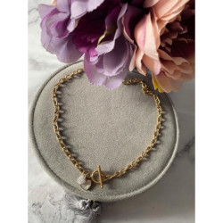 409 Celebrytka łańcuszek Serce masa perłowa stal