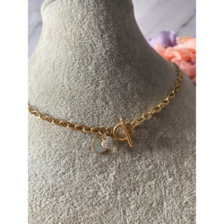 409 Celebrytka łańcuszek Serce masa perłowa stal