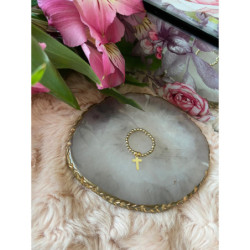 336 Pierścionek na gumce Krzyż Krzyżyk stal