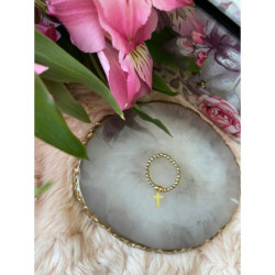 336 Pierścionek na gumce Krzyż Krzyżyk stal