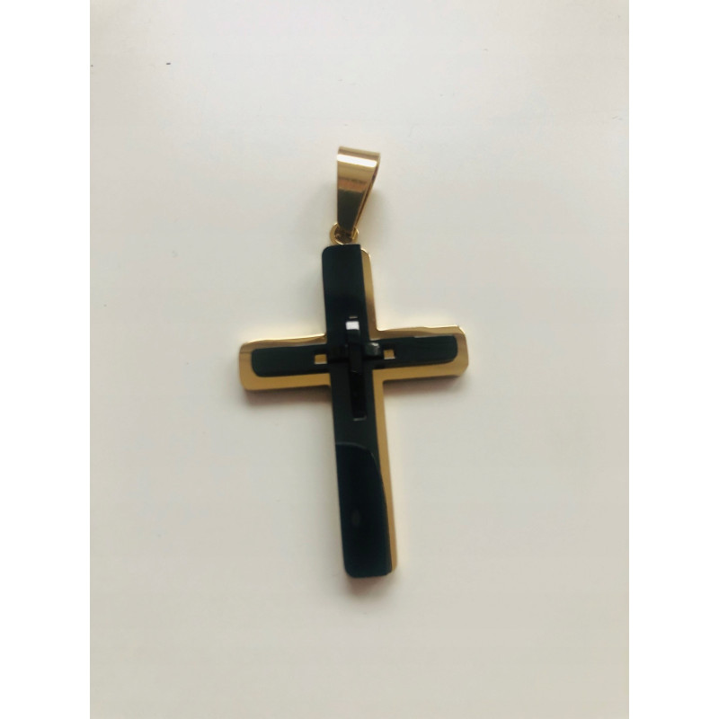 Krzyż krzyżyk złoty stal chirurgiczna 316L