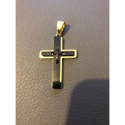 Krzyż krzyżyk złoty stal chirurgiczna 316L