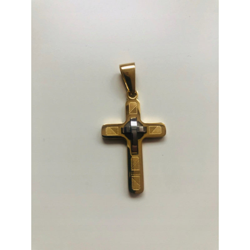 Krzyż krzyżyk złoty stal chirurgiczna 316L