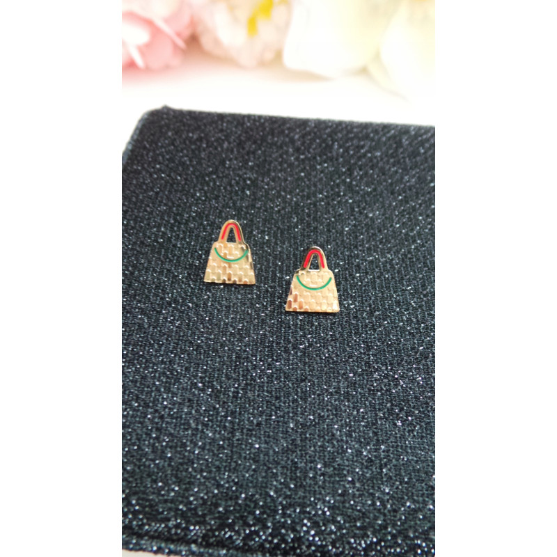 Kolczyki złote torebka stal 316