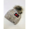 Czapka damska zimowa pompon ocieplona jasny beż