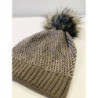 Czapka damska zimowa pompon REVERSE ciepła beż