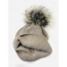 Czapka damska zimowa pompon REVERSE ciepła beż