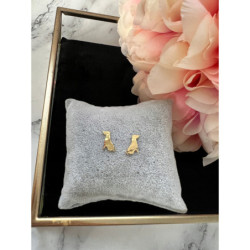 Złote kolczyki wkrętki PIES PIESEK PIESKI STAL 316