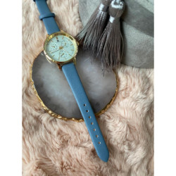 Zegarek KURREN niebieski pasek złota tarcza HIT