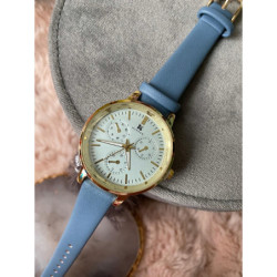 Zegarek KURREN niebieski pasek złota tarcza HIT