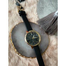 Zegarek KURREN czarny pasek złota tarcza HIT