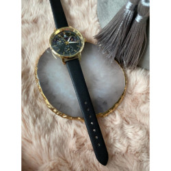 Zegarek KURREN czarny pasek złota tarcza HIT