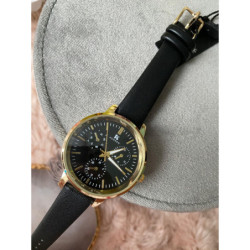 Zegarek KURREN czarny pasek złota tarcza HIT