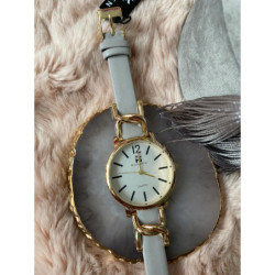 Zegarek KURREN szary pasek złoty łańcuch Piękny