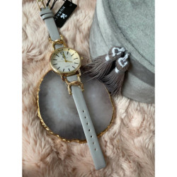 Zegarek KURREN szary pasek złoty łańcuch Piękny