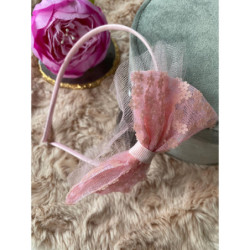 Opaska do włosów tiul kokarda dla księżniczki HIT