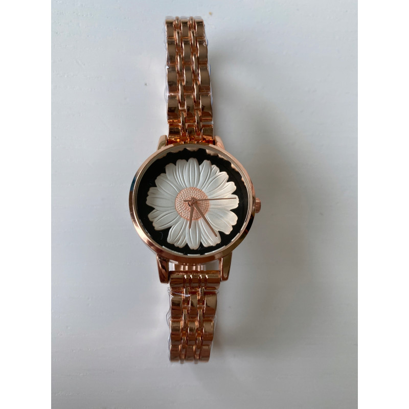 Zegarek KURREN złota bransoletka kwiat 3D piękny