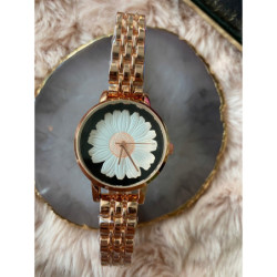 Zegarek KURREN złota bransoletka kwiat 3D piękny