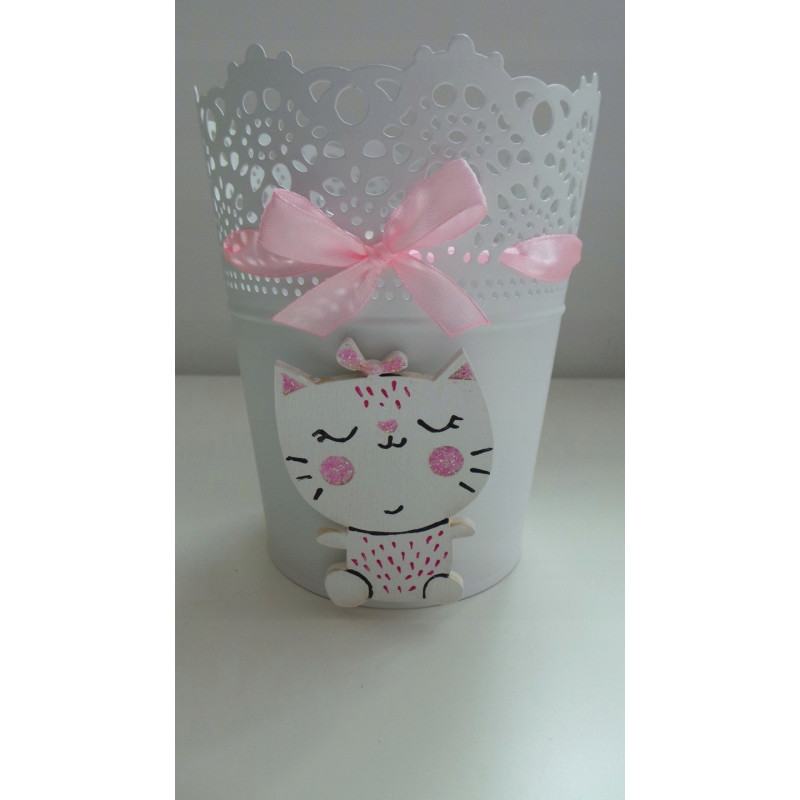 Doniczka, osłonka przybornika na kredki KOTEK