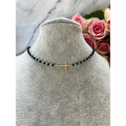 338 Naszyjnik różaniec KORALIKI KRZYŻ STAL 316L