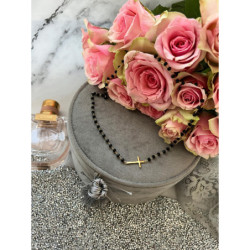 338 Naszyjnik różaniec KORALIKI KRZYŻ STAL 316L