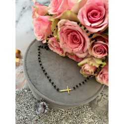 338 Naszyjnik różaniec KORALIKI KRZYŻ STAL 316L