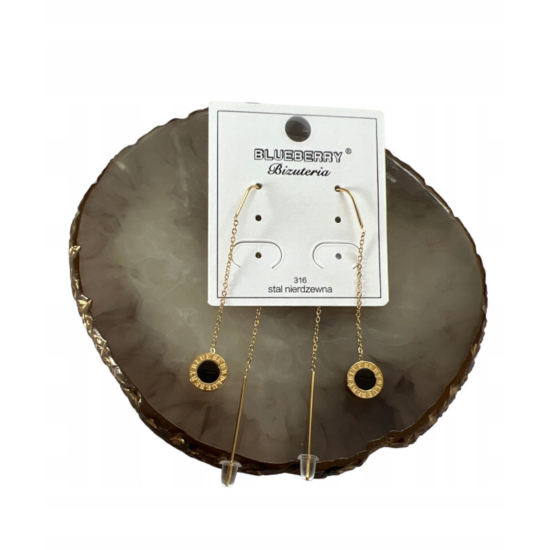 307 Złote kolczyki BLUEBERRY PRZECIĄGANE ZEGAR