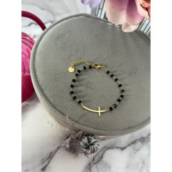 206 Bransoletka Koraliki różaniec KRZYŻYK STAL 316