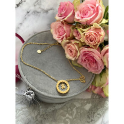 573 Złoty naszyjnik NA PREZENT WISIOREK STAL 316L