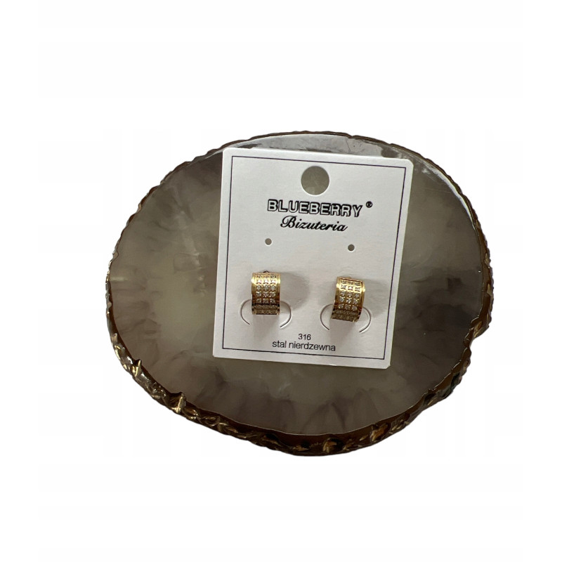 1152 Złote kolczyki BLUEBERRY DELIKATNE STAL 316L