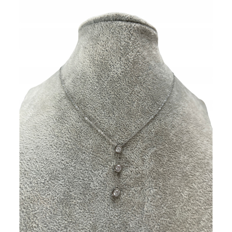 675 SREBRNY łańcuszek celebrytka CYRKONIE Stal 316