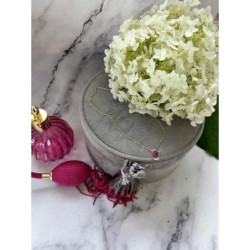 631 Złoty łańcuszek celebrytka RÓŻOWA ŁEZKA STAL