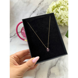 631 Złoty łańcuszek celebrytka RÓŻOWA ŁEZKA STAL