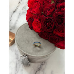 1350 Pierścionek obrączka CYRKONIE r 9/19mm stal