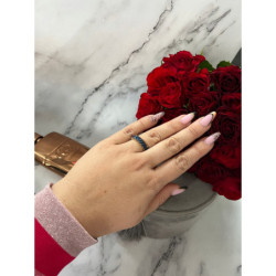 1350 Pierścionek obrączka CYRKONIE r 9/19mm stal