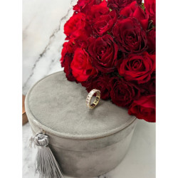 1360 Pierścionek obrączka CYRKONIE r 8/18mm stal