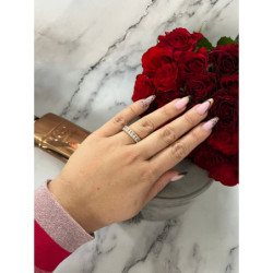 1360 Pierścionek obrączka CYRKONIE r 8/18mm stal